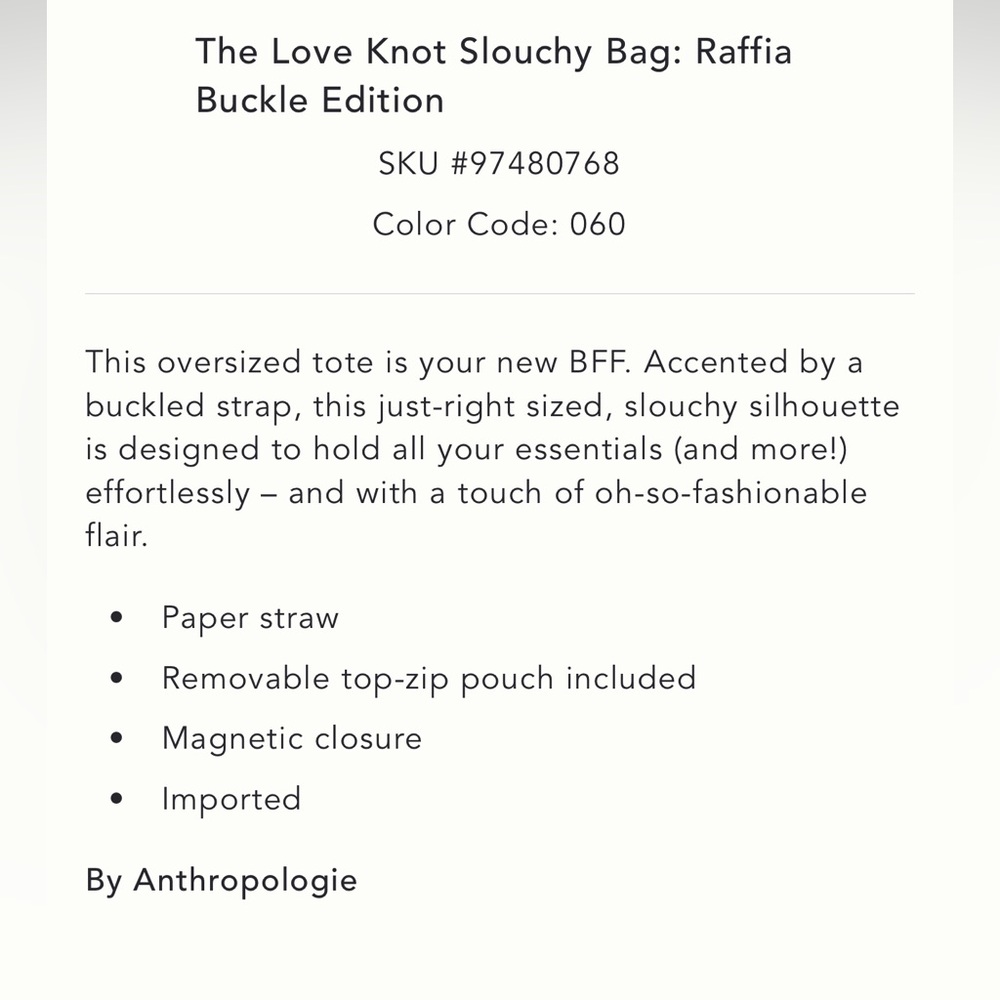 Anthropologie The Love Knot Slouchy Bag: Raffia Buckle Edition Black - Picture 17 of 17